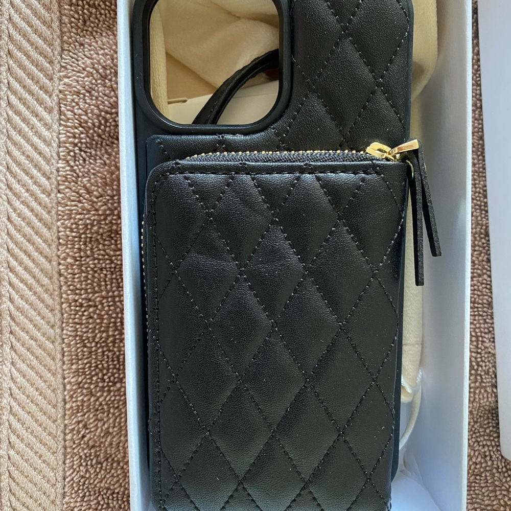 Quilted Black Phone Case with Wallet